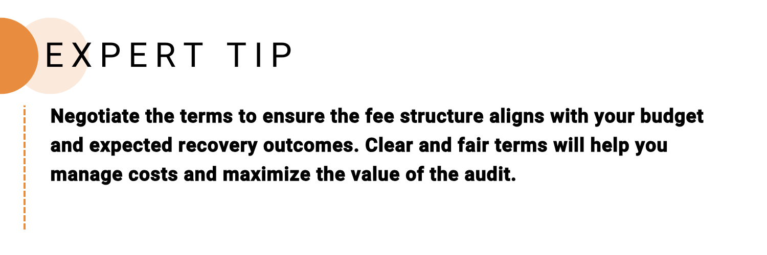 Infographic highlighting best practices for reviewing AP recovery audit fee structures